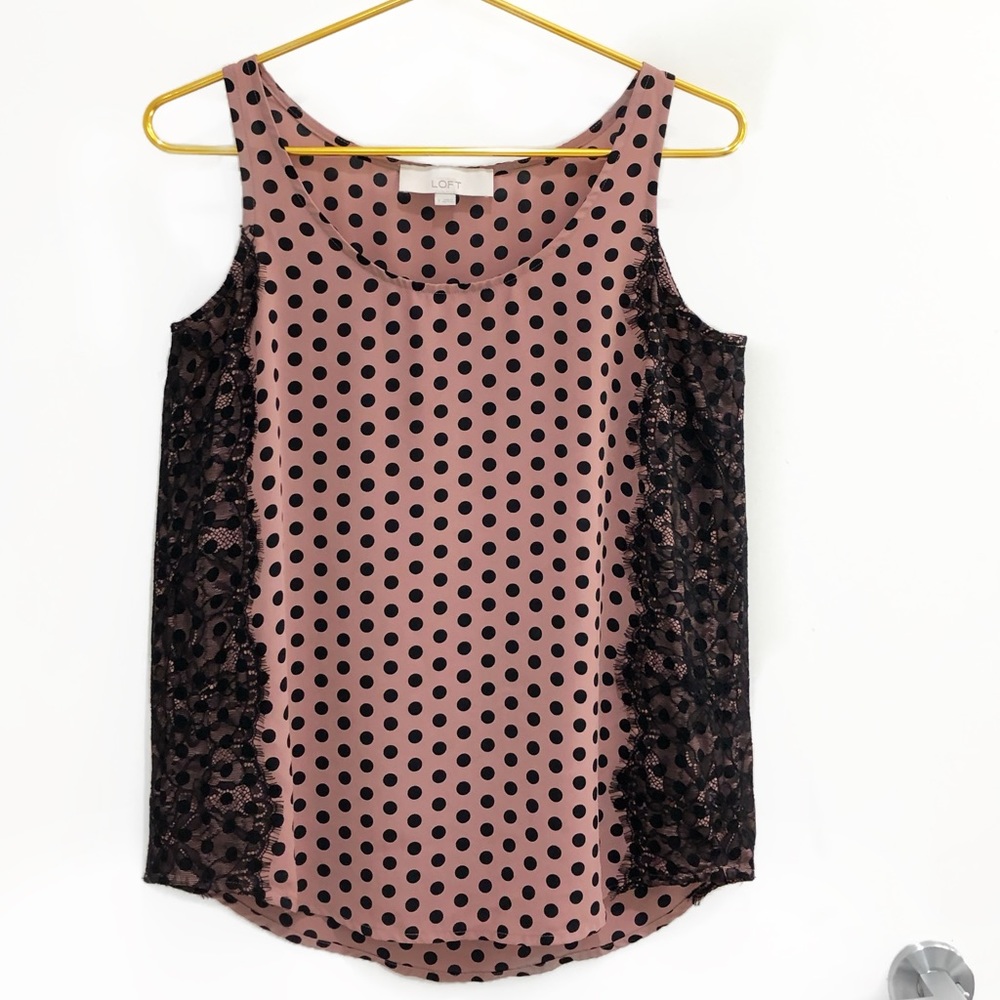 Like New LOFT Polka Dot Lace Sleeveless Blouse!